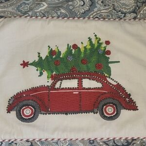 Festive Red Car Holiday Pillow Cover